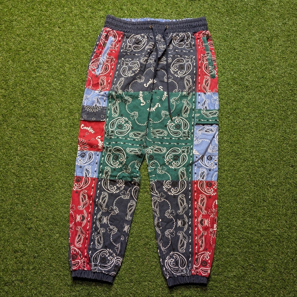 Cookies Paisley Patchwork Cargo Joggers Pants Size XL